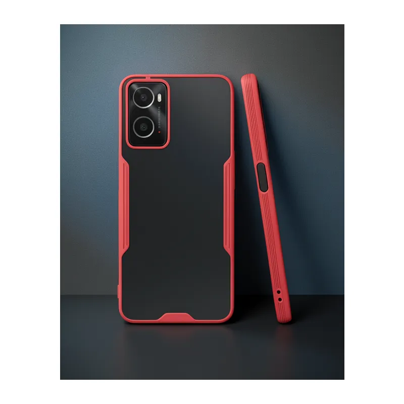 Oppo A96 Kılıf Platin Silikon - Kırmızı