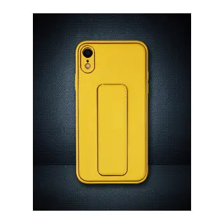 Apple İphone Xr Kılıf Coco Deri Standlı Kapak - Sarı