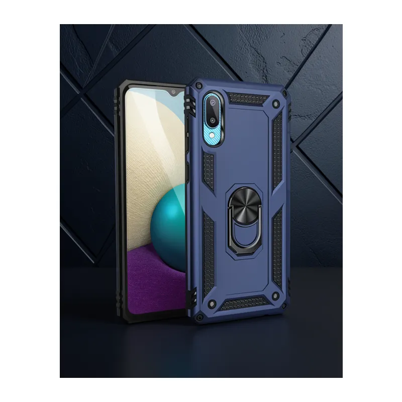 Samsung Galaxy A02 Kılıf Sofya Yüzüklü Silikon Kapak - Lacivert