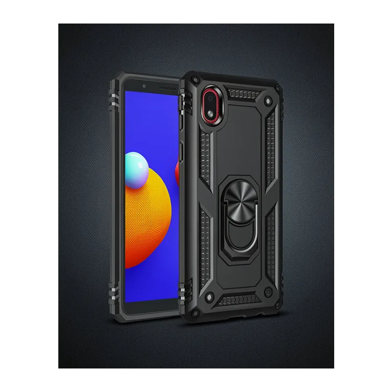 Samsung Galaxy A01 Core Kılıf Sofya Yüzüklü Silikon Kapak - Siyah