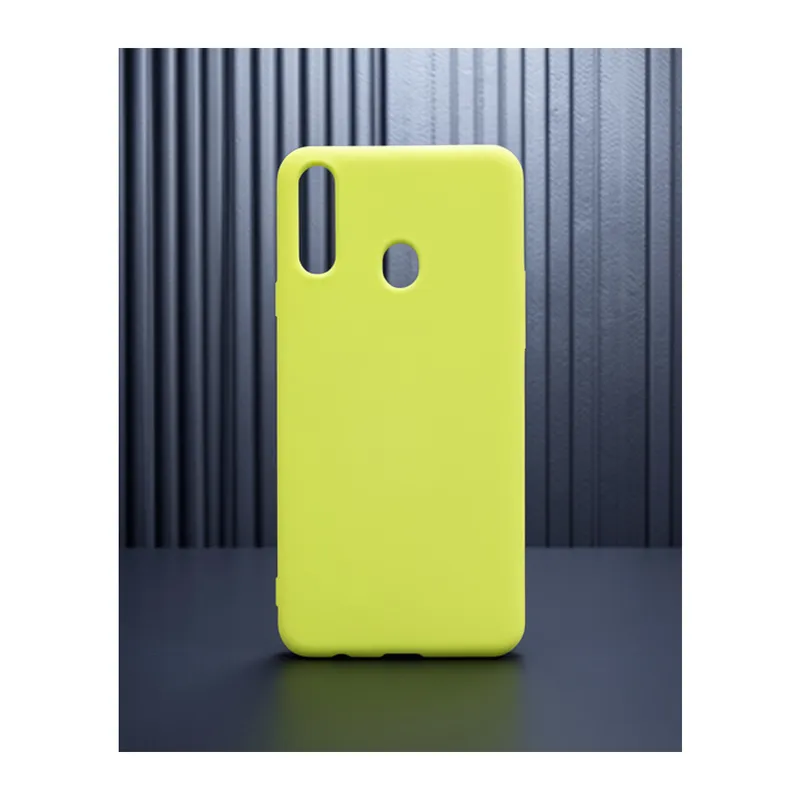 Samsung Galaxy A20S Kılıf Nano İçi Kadife Silikon - Sarı
