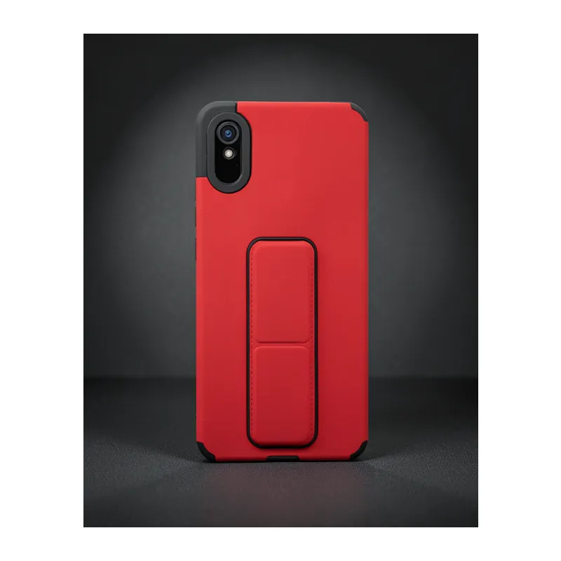 Xiaomi Redmi 9a Kılıf Mega Standlı Silikon - Kırmızı