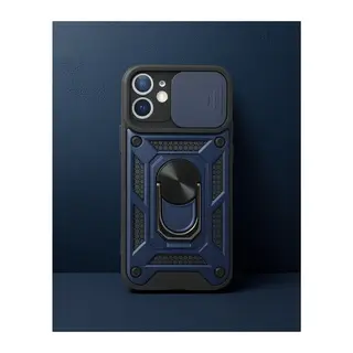 iPhone 12 Kılıf - Pars Lens Yüzüklü Silikon - Lacivert