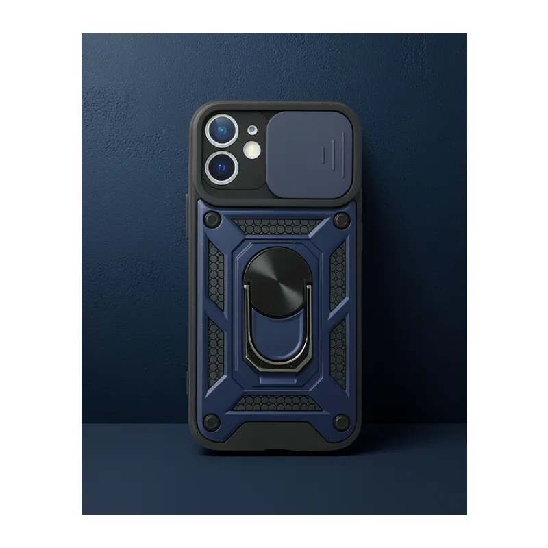 iPhone 12 Kılıf - Pars Lens Yüzüklü Silikon - Lacivert
