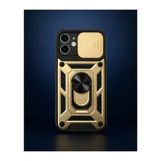 iPhone 12 - Kılıf - Pars Lens Yüzüklü Silikon - Gold