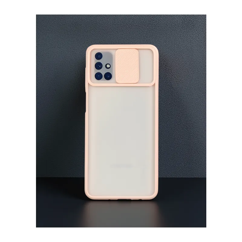 Samsung Galaxy M51 Kılıf Palm Buzlu Kamera Sürgülü Silikon - Pembe