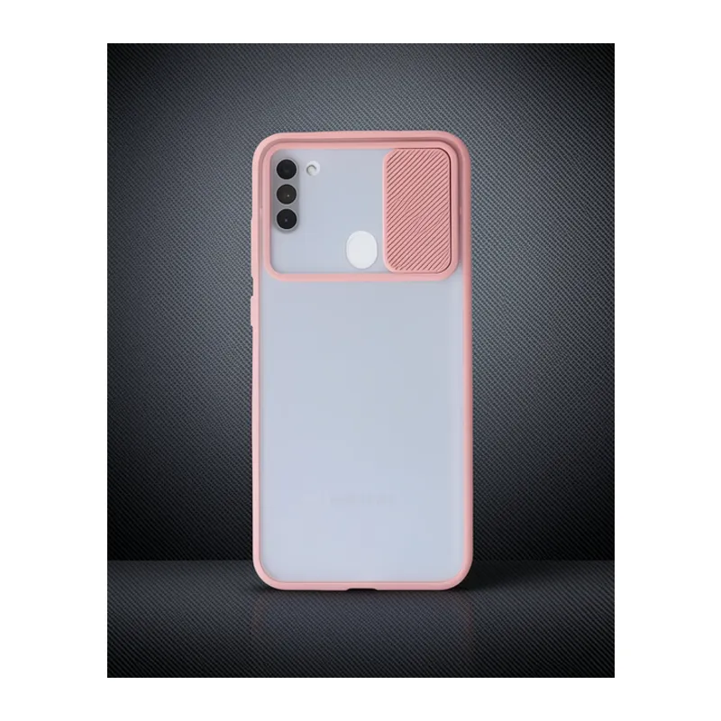 Samsung Galaxy A11 Kılıf Palm Buzlu Kamera Sürgülü Silikon - Pembe