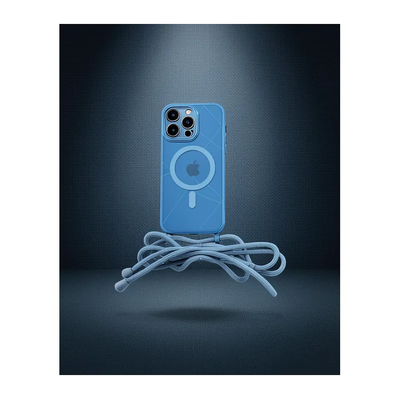 Apple İphone 14 Pro Kılıf Divo Lazer Askılı Magsafe Kapak - Sierra Blue