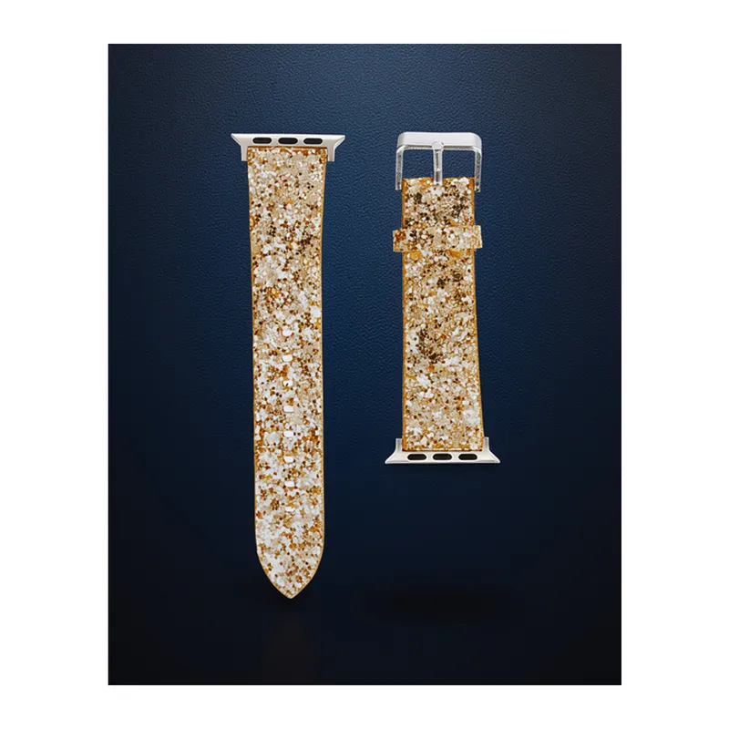 Apple Watch 38mm Ry Taşlı Kordon - Gold