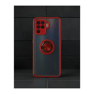 Oppo Reno 5 Lite Kılıf - Montreal Yüzüklü Silikon Kapak - Kırmızı