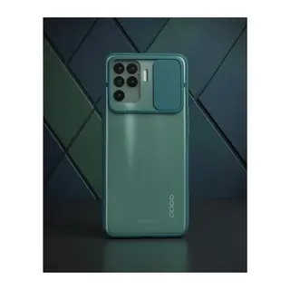 Oppo Reno 5 Lite Kılıf - Palm Buzlu Kamera Sürgülü Silikon - Yeşil