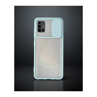 Samsung Galaxy A71 Kılıf Palm Buzlu Kamera Sürgülü Silikon - Turkuaz