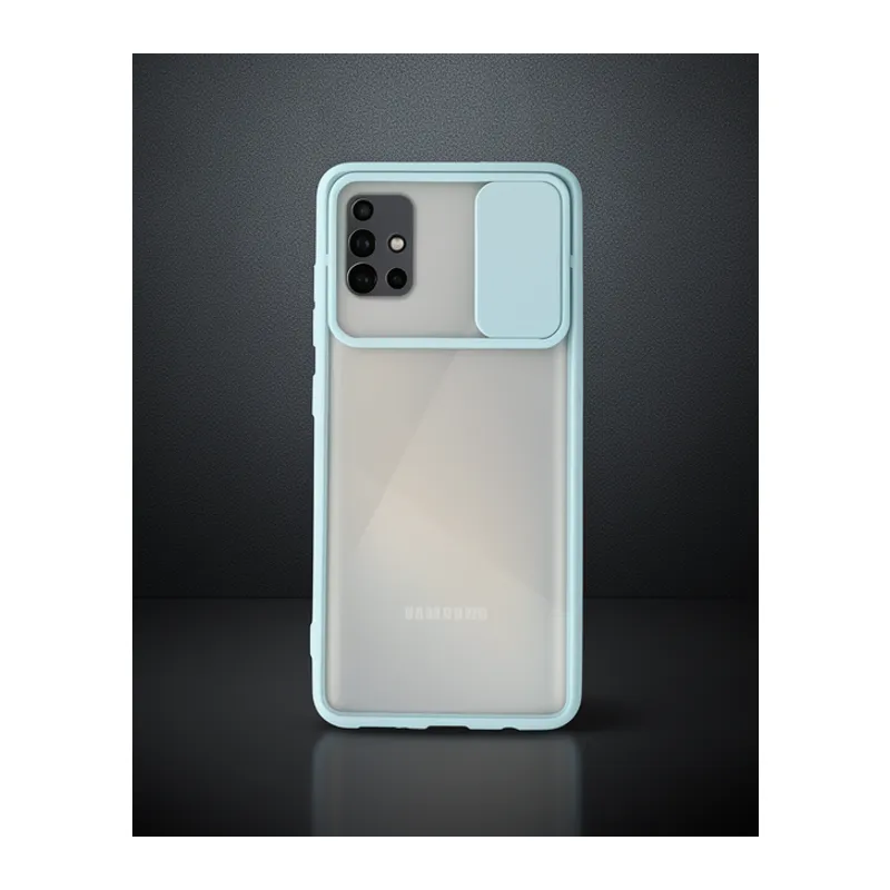 Samsung Galaxy A71 Kılıf Palm Buzlu Kamera Sürgülü Silikon - Turkuaz