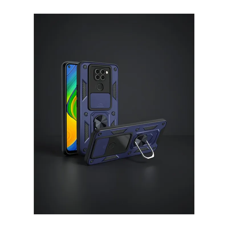 Xiaomi Redmi Note 9 4G Kılıf - Pars Lens Yüzüklü Silikon - Lacivert