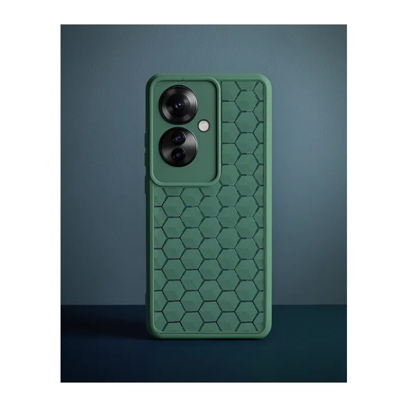 Oppo Reno 11f Kılıf Petek Silikon Kapak - Koyu Yeşil