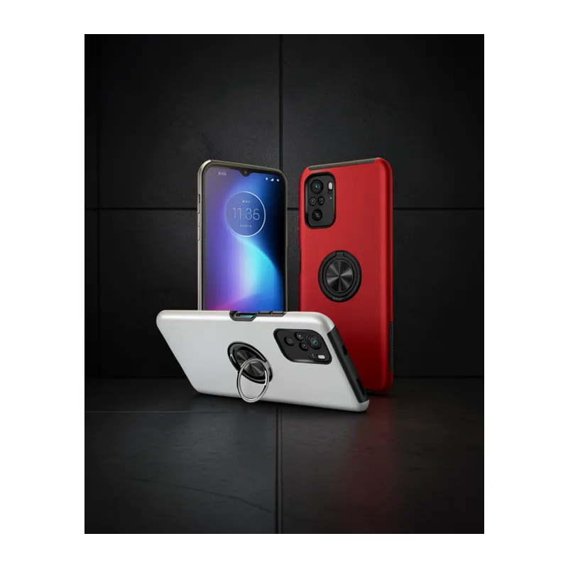 Xiaomi Poco F3 Kılıf Elit Yüzüklü Kapak - Gümüş