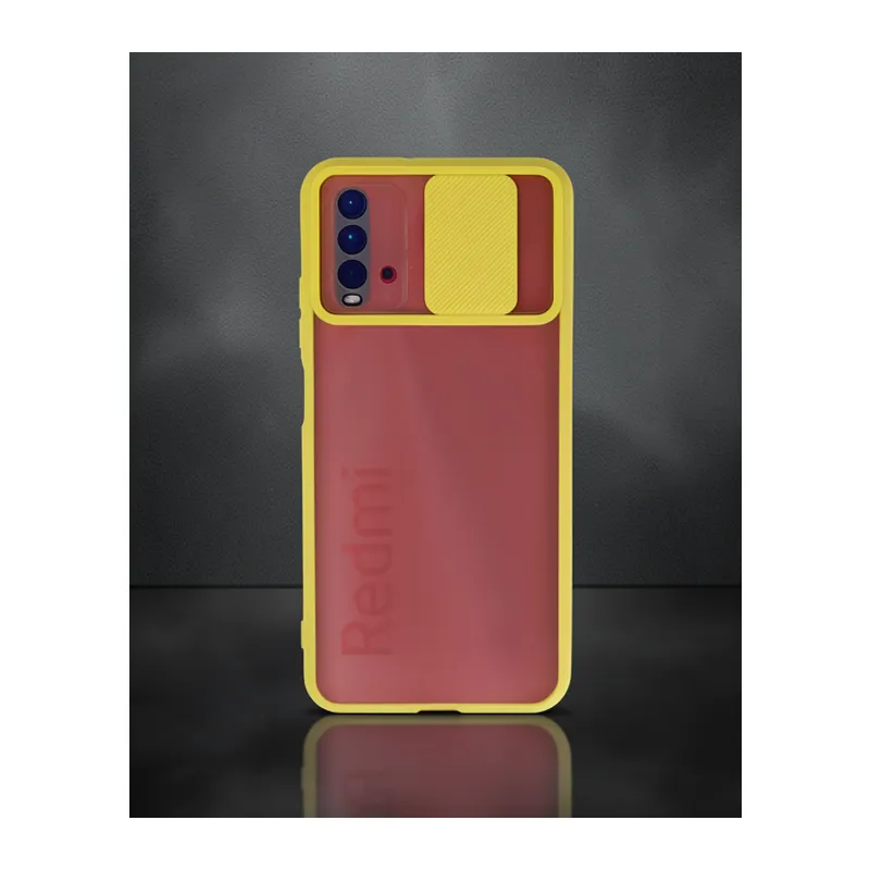 Xiaomi Redmi 9t Kılıf Palm Buzlu Kamera Sürgülü Silikon - Sarı