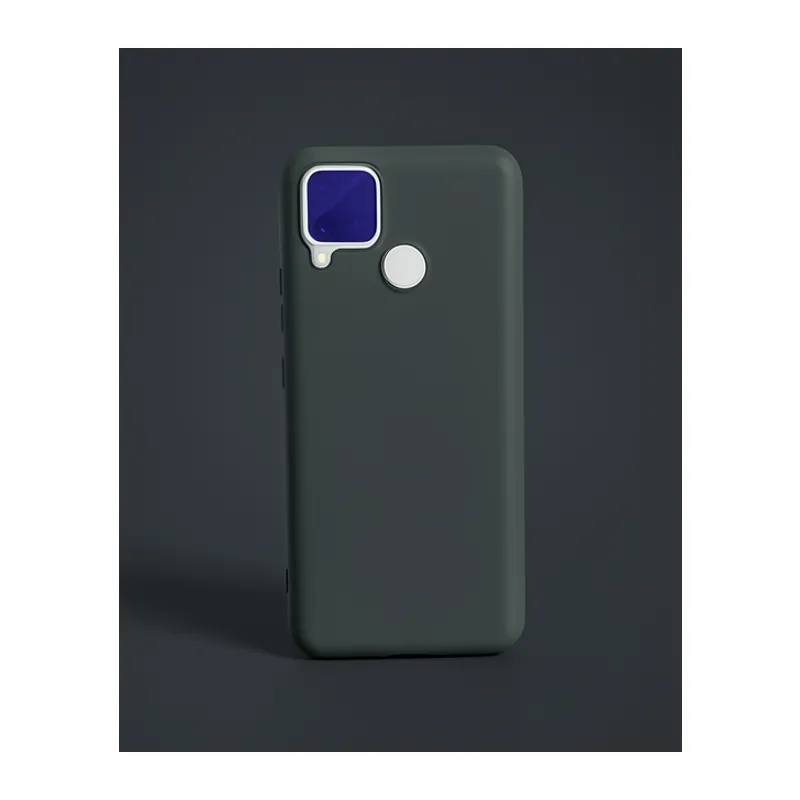 Realme C15 Kılıf Nano İçi Kadife Silikon - Koyu Yeşil