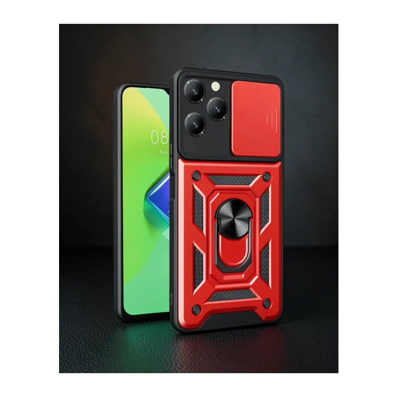 İnfinix Hot 40 Pro Kılıf Pars Lens Yüzüklü Silikon - Kırmızı