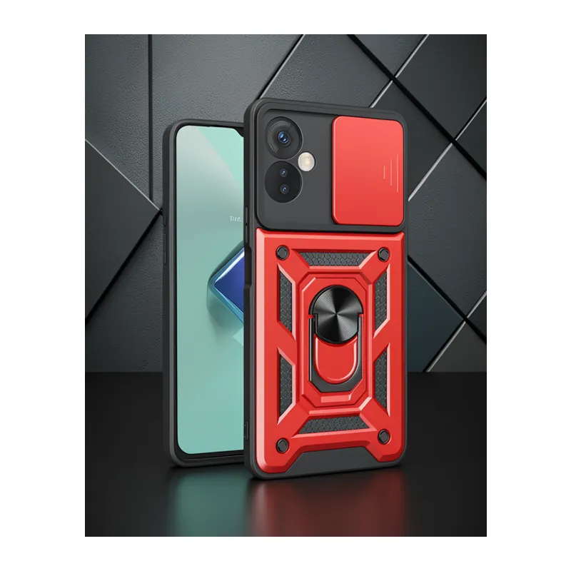 İnfinix Hot 30 4g Kılıf Pars Lens Yüzüklü Silikon - Kırmızı