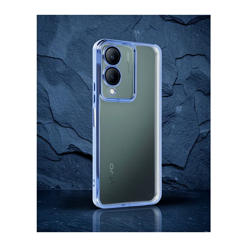 Vivo Y17s Kılıf Razer Lensli Silikon - Açık Mavi