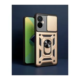İnfinix Hot 30 4g Kılıf Pars Lens Yüzüklü Silikon - Gold