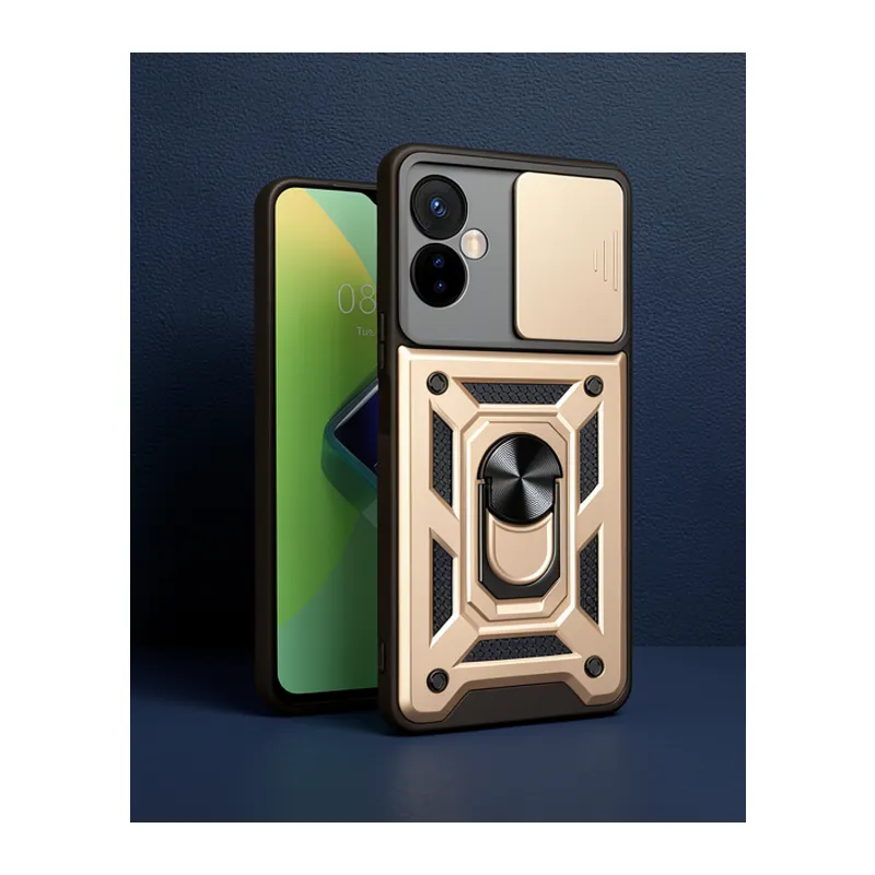 İnfinix Hot 30 4g Kılıf Pars Lens Yüzüklü Silikon - Gold