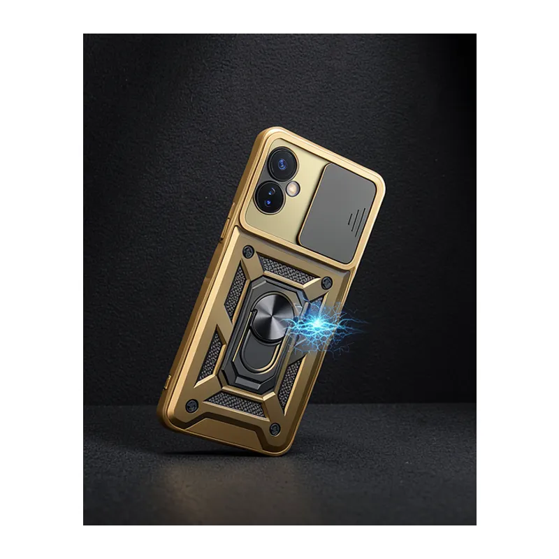 İnfinix Hot 30 5g Kılıf Pars Lens Yüzüklü Silikon - Gold