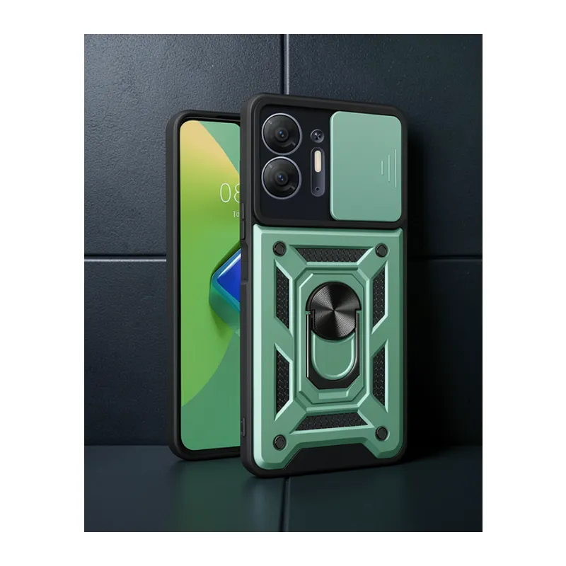 İnfinix Hot 30 5g Kılıf Pars Lens Yüzüklü Silikon - Yeşil