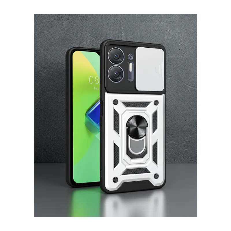 İnfinix Hot 30 5g Kılıf Pars Lens Yüzüklü Silikon - Gümüş