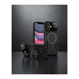 Apple İphone 11 Kılıf Joy Lens Standlı Kapak - Siyah