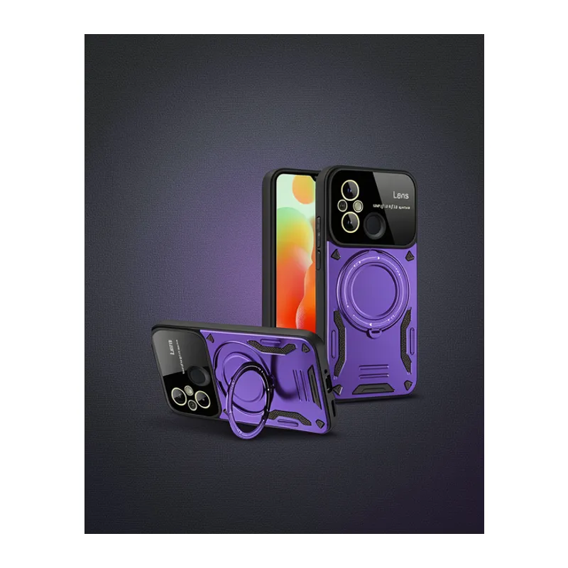 Xiaomi Redmi 12c Kılıf Joy Lens Standlı Kapak - Mor