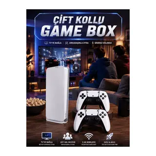 3D Çift Oyun Kollu 4K HD Ekran Nostaljik 20.000 Oyunlu Beyaz Game Box