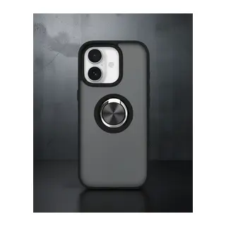 Apple İphone 16 Kılıf Montreal Yüzüklü Silikon Kapak - Siyah