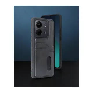 Xiaomi Redmi 13c Kılıf Sara Kartvizitli Deri Kılıf - Siyah