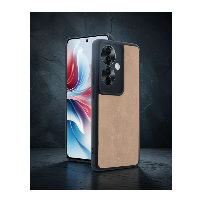 Oppo Reno 11f Kılıf Aras Deri Kapak - Pudra
