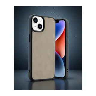 Apple İphone 15 Kılıf Aras Deri Kapak - Pudra