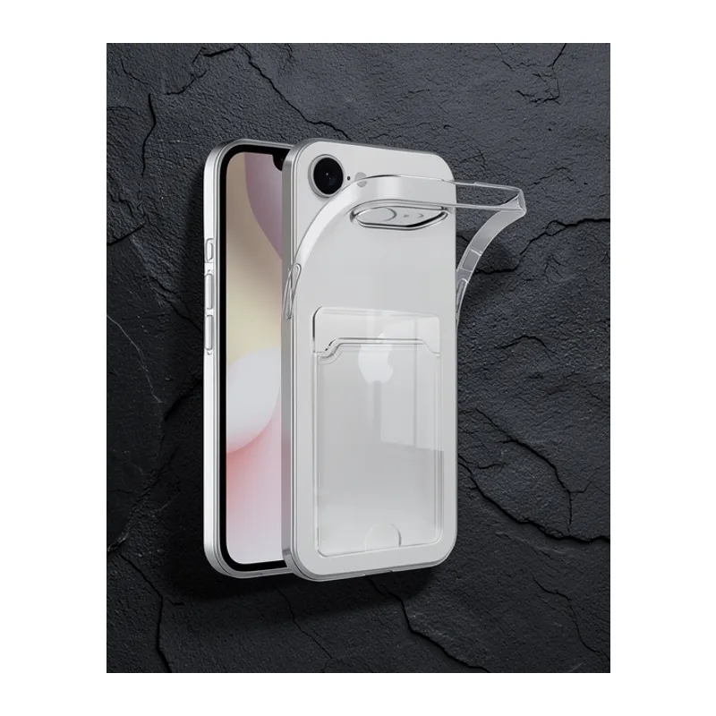 Apple İphone 16e Kılıf Kart Şeffaf Silikon - Şeffaf
