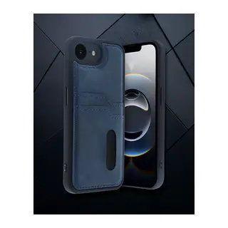 Apple İphone 16e Kılıf Sara Kartvizitli Deri Kılıf - Lacivert