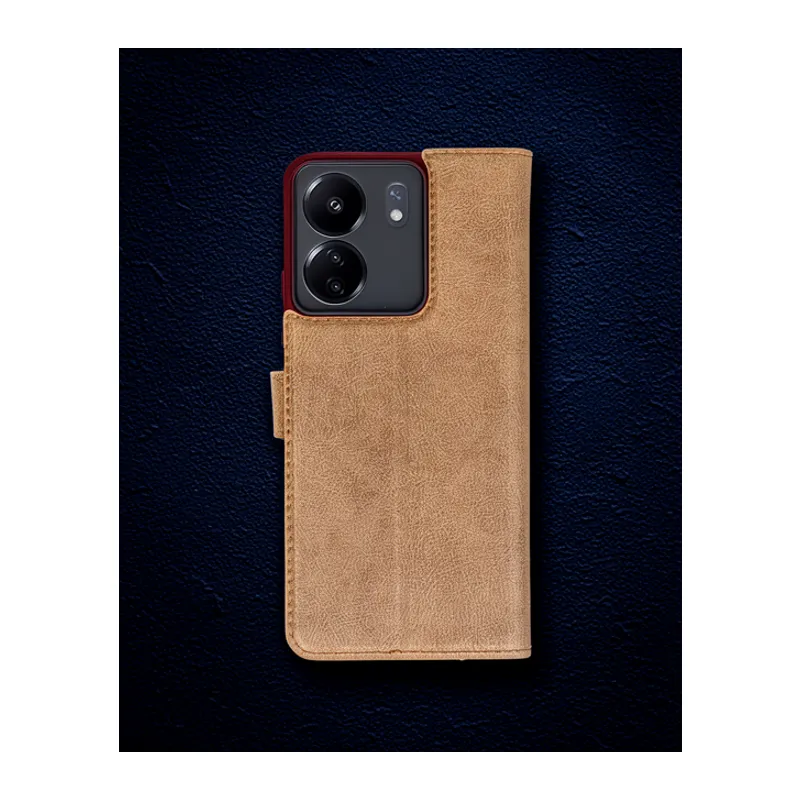 Xiaomi Redmi 13c Kılıf Trend S Plus Kapaklı Kılıf - Taba