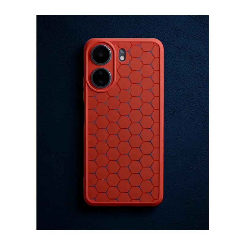 Xiaomi Redmi 13c Kılıf Petek Silikon Kapak - Kırmızı