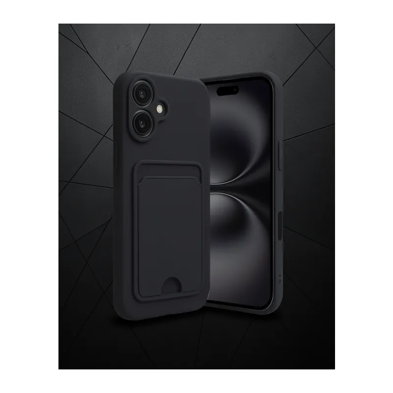 Apple İphone 16 Kılıf Kelvin Kartvizitli Silikon - Siyah