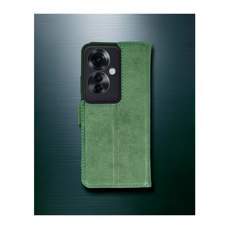 Oppo Reno 11f Kılıf Trend S Plus Kapaklı Kılıf - Yeşil