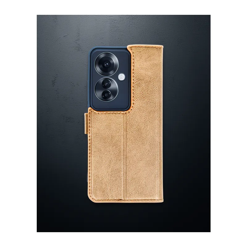 Oppo Reno 11f Kılıf Trend S Plus Kapaklı Kılıf - Taba
