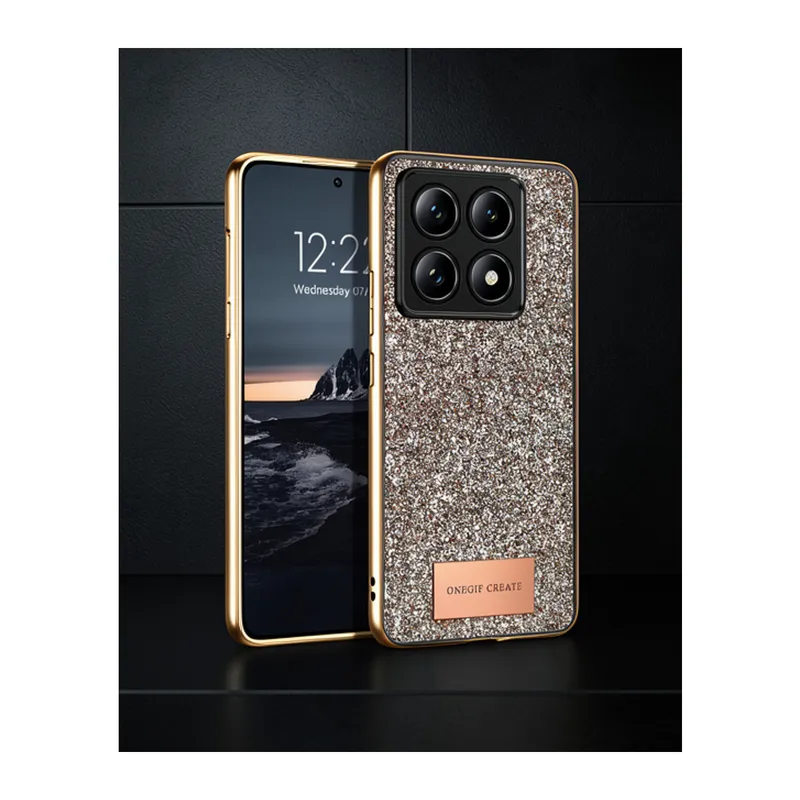 OneGif Xiaomi Mi 14T Pro Bright Simli Kılıf - Gold