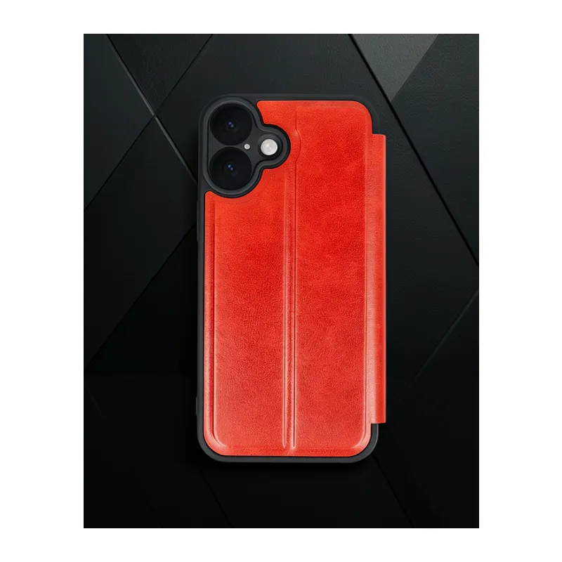 Apple İphone 16 Kılıf Flip Cover - Kırmızı