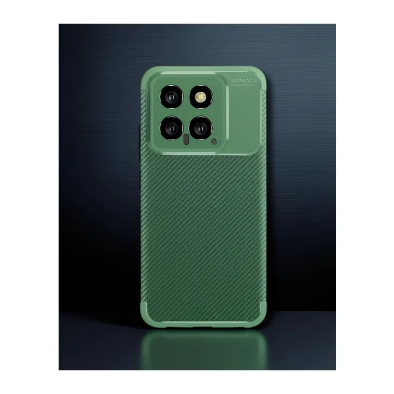 Xiaomi Mi 14t Kılıf Auto Focus Karbon Kapak - Koyu Yeşil