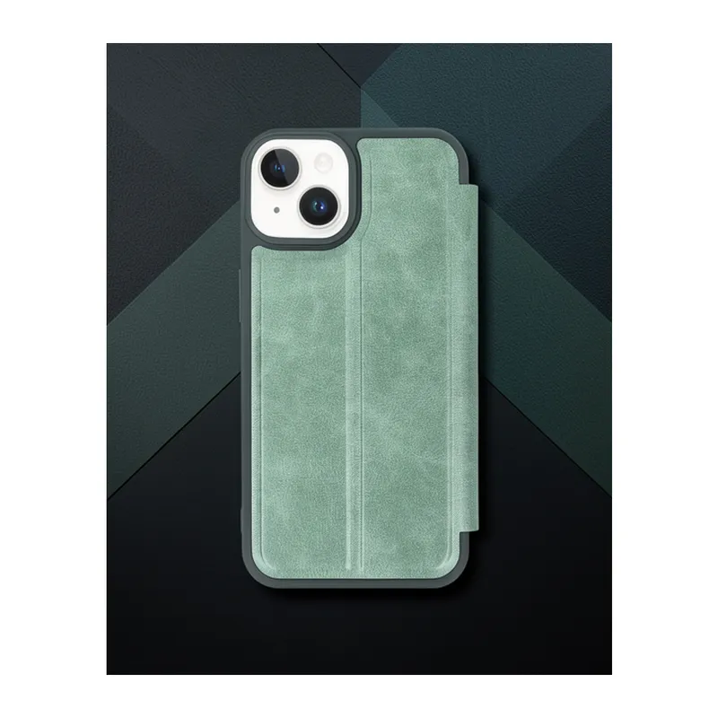 iPhone 14 Kılıf Flip Cover - Koyu Yeşil