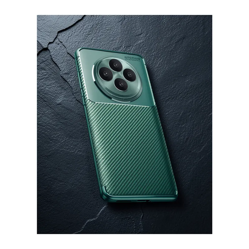 Oppo Reno 11 Fs Kılıf Auto Focus Karbon Kapak - Koyu Yeşil