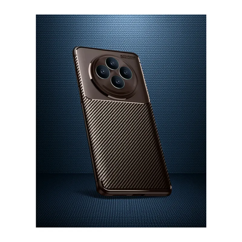 Oppo Reno 11 Fs Kılıf Auto Focus Karbon Kapak - Kahverengi